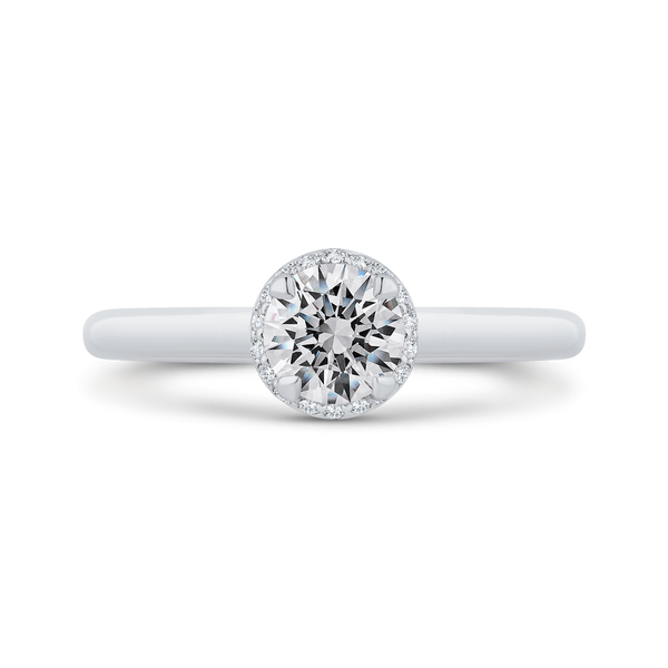 14K White Gold Round Diamond Halo Engagement Ring