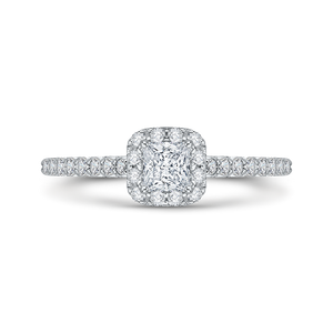 14K White Gold Princess Diamond Halo Engagement Ring