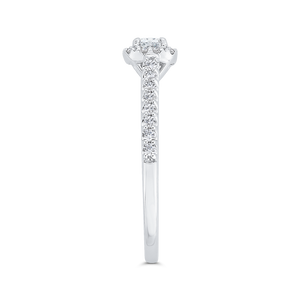 14K White Gold Princess Diamond Halo Engagement Ring