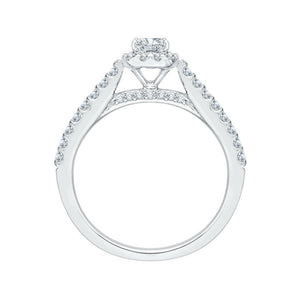 14K White Gold Princess Diamond Halo Engagement Ring