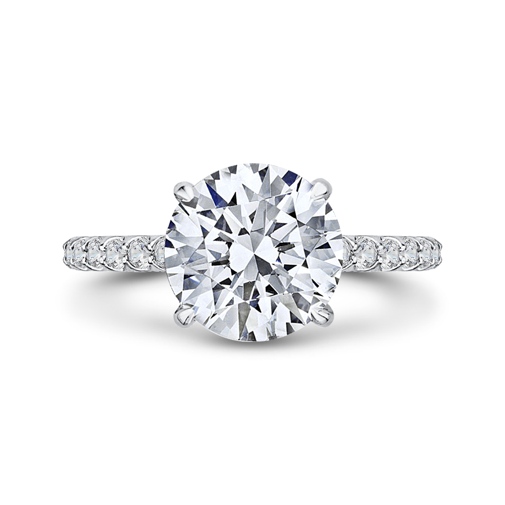 14K White Gold Round Engagement Ring (Semi-Mount)