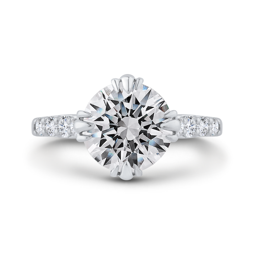 14K White Gold Round Diamond Engagement Ring (Semi-Mount)
