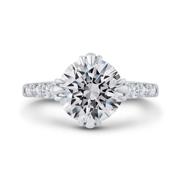14K White Gold Round Diamond Engagement Ring (Semi-Mount)