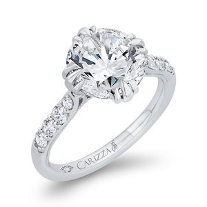 14K White Gold Round Diamond Engagement Ring (Semi-Mount)