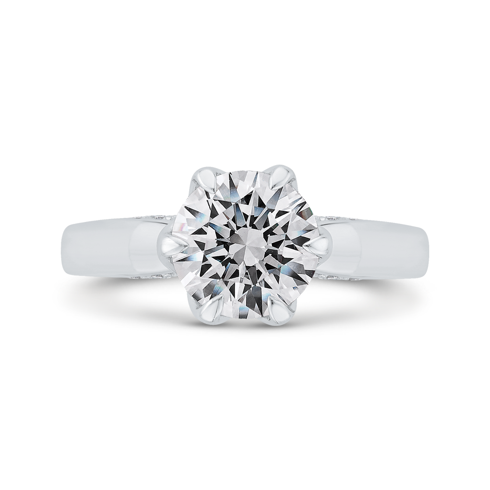 Diamond 14K White Gold Round Cut Engagement Ring (Semi-Mount)