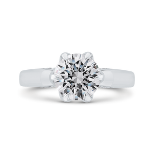 Diamond 14K White Gold Round Cut Engagement Ring (Semi-Mount)