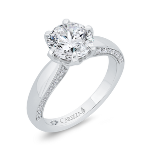 Diamond 14K White Gold Round Cut Engagement Ring (Semi-Mount)