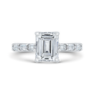 Emerald Cut 14KT Diamond Engagement Ring with Baguette Diamonds (Semi-Mount)