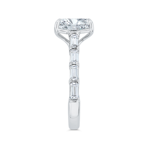 Emerald Cut 14KT Diamond Engagement Ring with Baguette Diamonds (Semi-Mount)