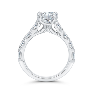 Emerald Cut 14KT Diamond Engagement Ring with Baguette Diamonds (Semi-Mount)