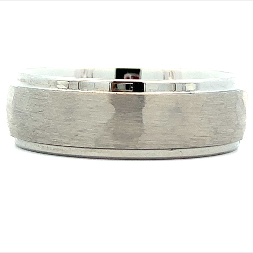 8MM Tungsten Domed Hammered Finish Ring - Size 11.5