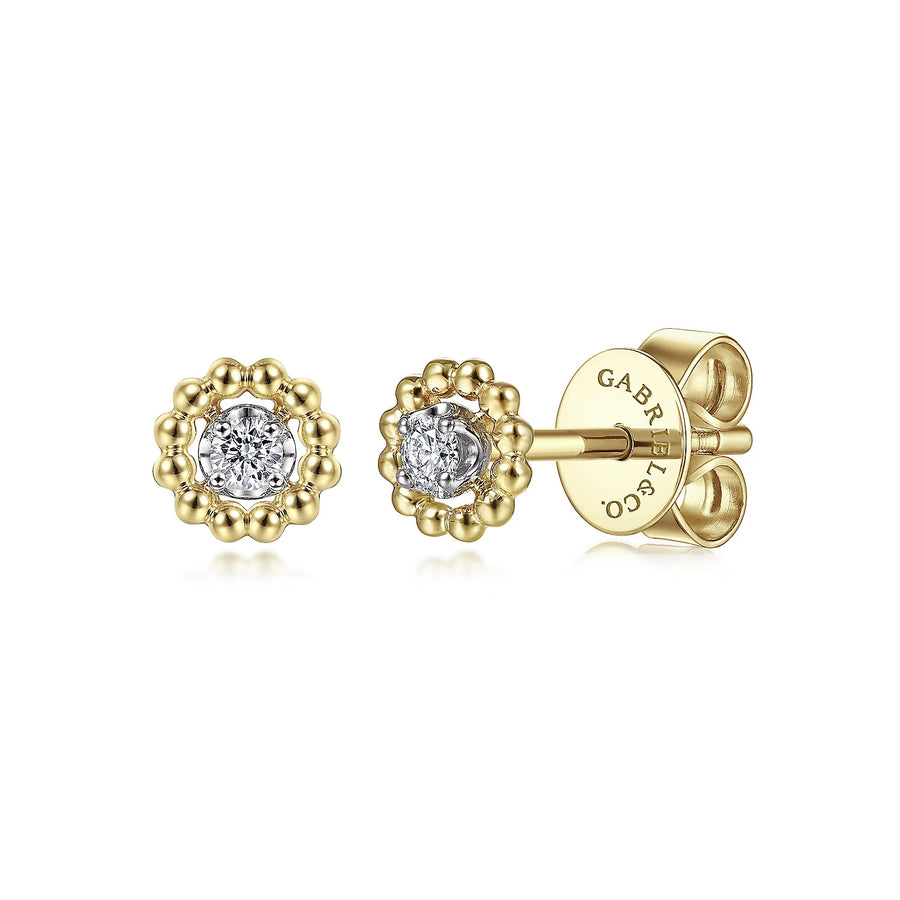 14K Gold Diamond Pave Bujukan Stud Earrings