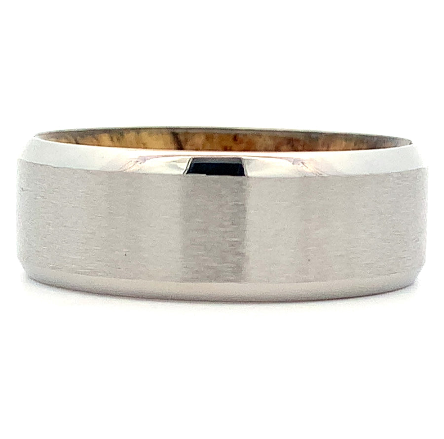 8MM Satin Finish Cobalt Beveled Ring with Maple Wood - Size 10
