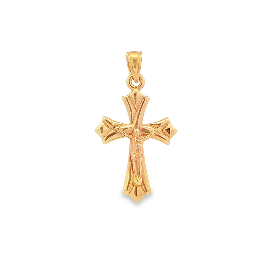 14K Yellow Gold 3D Crucifix Cross Pendant