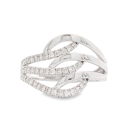 14K White Gold Six Row Diamond Fashion Ring